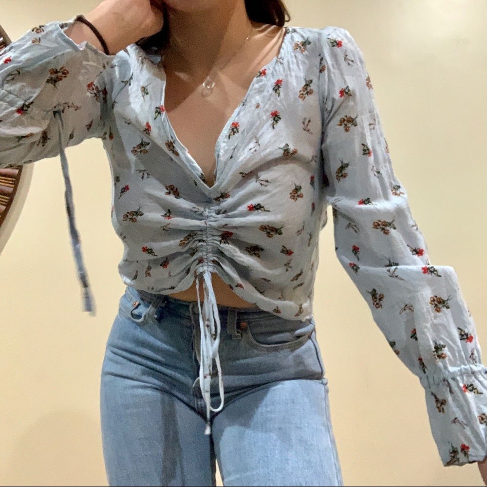 Urban Outfitters Ruched Long Sleeve Top Small